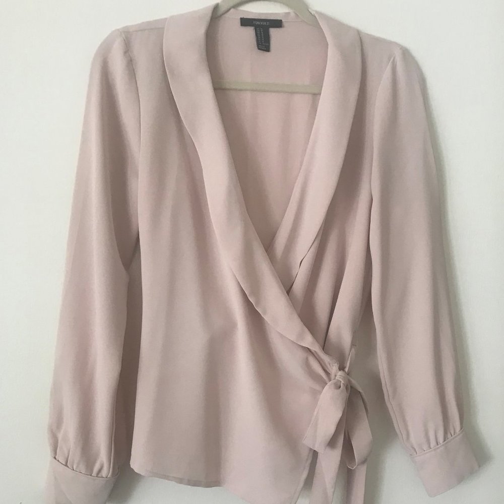 Blouse, Long Sleeve, Formal, light pink/cream